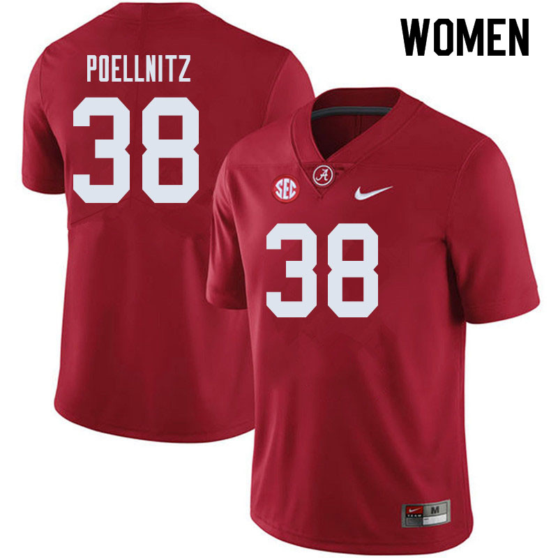 Women #38 Eric Poellnitz Alabama Crimson Tide College Football Jerseys Sale-Crimson